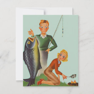 Faire-part d'invitation de note de pêche de campin