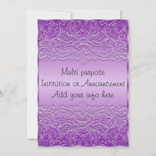 Faire-part d'invitation polyvalente pourpre (Devant)