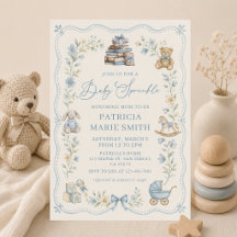 Faire-part d'invitation vintage de baby shower sur