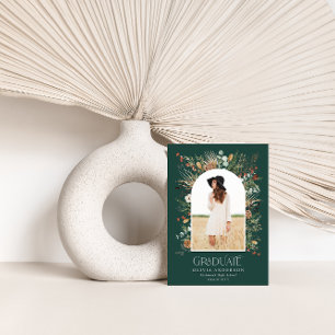 Faire-part Diplômé arche 1 photo botanique naturel moderne