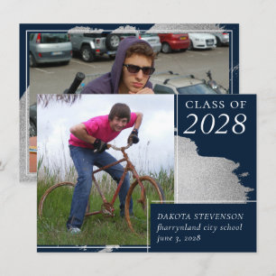 Faire-part Diplôme d'art   Photo Marine Blue Silver Splash 2