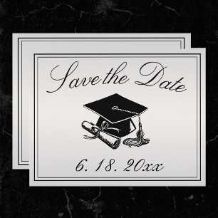 Faire-part Diplôme de Casquette noir Argent Enregistrer la da