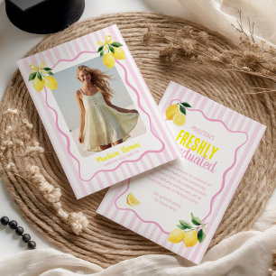 Faire-part Diplômé de frais Rayures roses citron diplômé