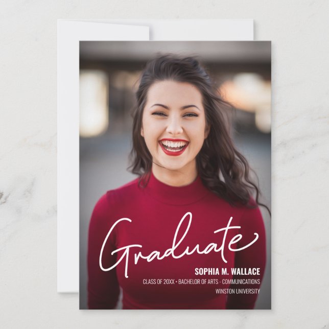 Faire-part Diplômé de l'Université personnalisée avec Photo A (Devant)