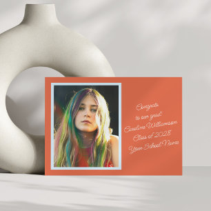 Faire-part Diplômé de photo vibrante rétro orange gras 