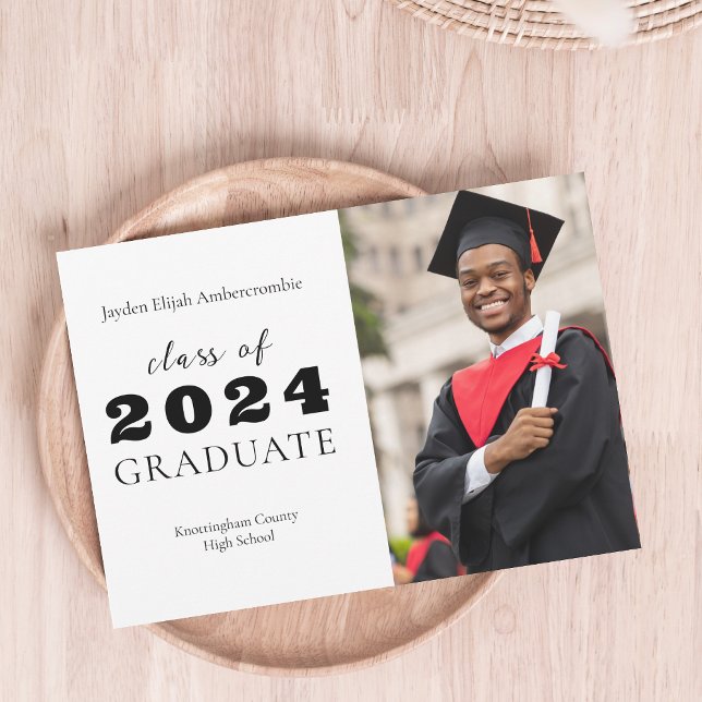 Faire-part Diplômé du secondaire Classique Moderne Graduation (High School Graduate Classic Modern Graduation Announcement)