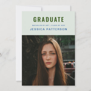 Faire-part Diplômé élégant Menthe dorée