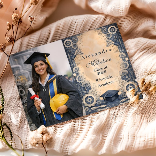 Faire-part Diplômé en Ingénierie Mécanique Photo (Créateur téléchargé)