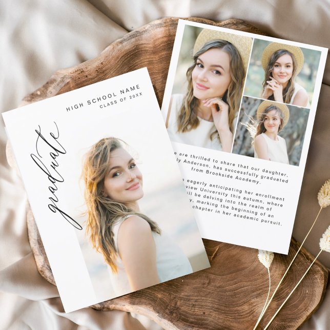 Faire-part Diplômé en Script moderne Diplôme en photo simple (Créateur téléchargé)