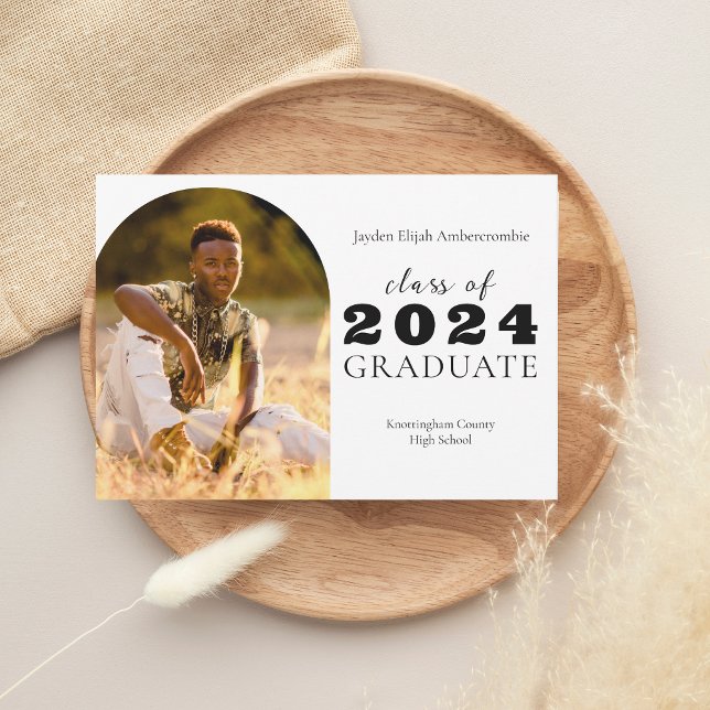 Faire-part Diplôme en une photo du lycée Arc supérieur (High School Senior Arch One-Photo Graduation Announcement)