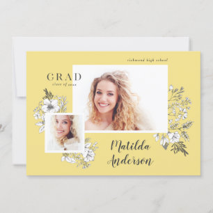 Faire-part Diplômé floral illustré à la main