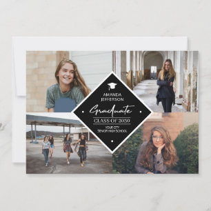 Faire-part Diplôme moderne élégant script 4 photo collage a