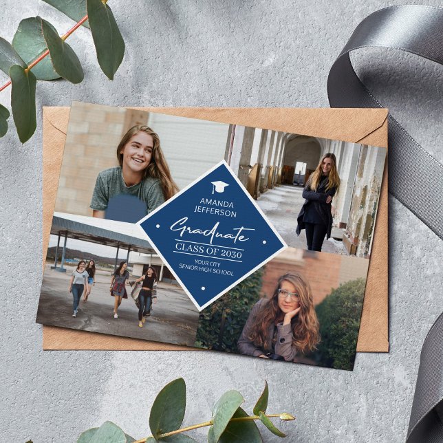 Faire-part Diplôme moderne élégant script 4 photo collage a (Créateur téléchargé)