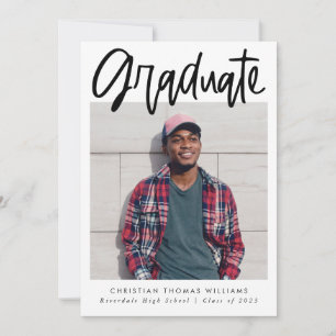 Faire-part Diplômé Moderne Script Graduation Multi Photo