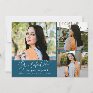 Faire-part Diplôme Multi Photo Turquoise Remerciement