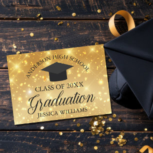 Faire-part Diplômé Paillettes Dorées Chic École Sur Mesure