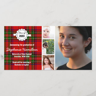 Faire-part Diplôme photo tartan personnalisé