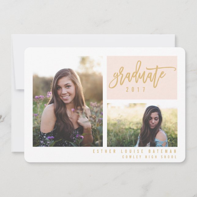 FAIRE-PART DIPLÔME PHOTOGRAPHIQUE DOUBLE AVEC PHOTOS DE TRAVA (Devant)