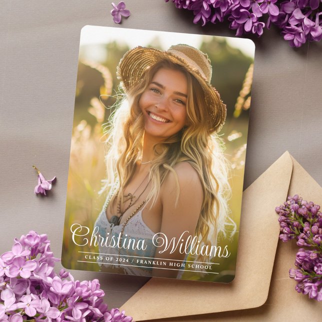 Faire-part Diplômé Simple Élégant Moderne Photo Graduation (Graduate Simple Elegant Modern Photo Graduation Announcement)