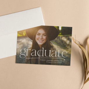 Faire-part Diplômé simple personnalisé avec une photo pour la