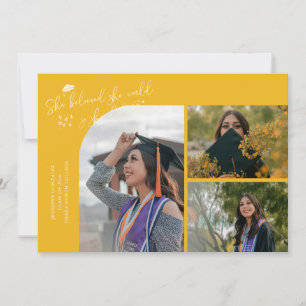 Faire-part Diplômée jaune Elle croyait Multi Photo