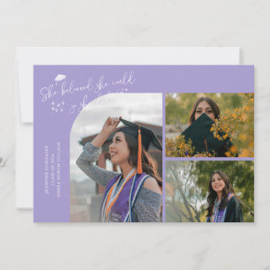 Faire-part Diplômée Lilas Elle a Cru en Multi Photo