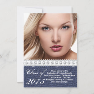 Faire-part d'obtention du diplôme Blue Denim et Di