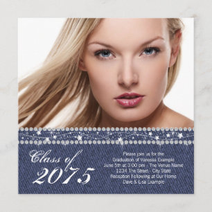 Faire-part d'obtention du diplôme Blue Denim et Di