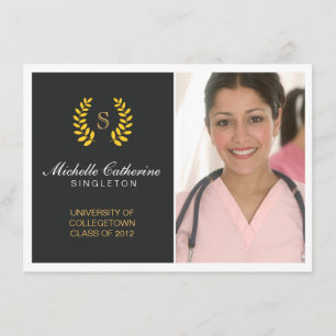 Faire-part d'obtention du diplôme de noir et d'or