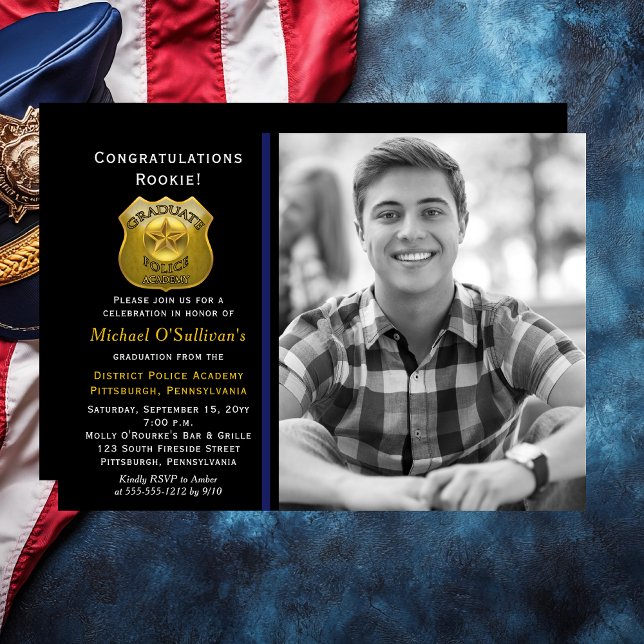 Faire-part d'obtention d'un diplôme de la police | (Police "Graduate" Photo Graduation Announcement | Party Invitation - Print | Download)