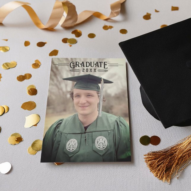 Faire-part d'obtention d'un diplôme en tableau de  (Graduation Photo Announcement with art deco theme)