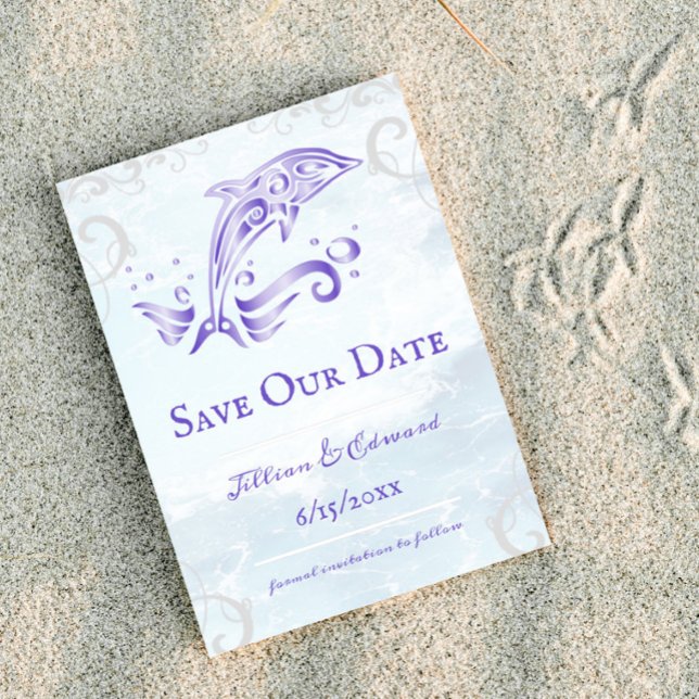 Faire-part Dolphin Violet Enregistrer La Date Annonce (Créateur téléchargé)