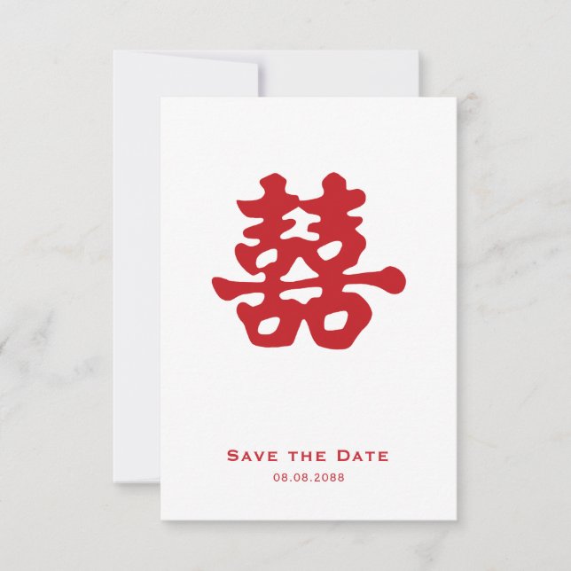 Faire-part Double Happiness | Mariage chinois (Devant)