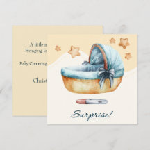 Douce Annonce de Grossesse Berceau Aquarelle Bébé