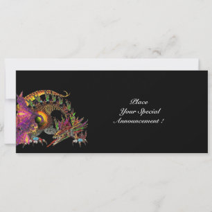 FAIRE-PART DRAGO / DRAGON FANTAISIE EN OR ROSE VIOLET NOIR