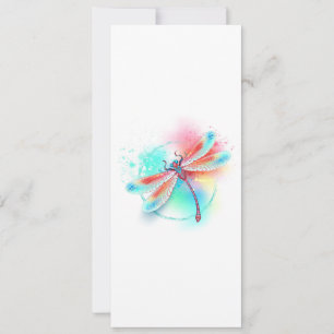 Faire-part Dragonfly rouge sur l'arrière - plan aquarelle
