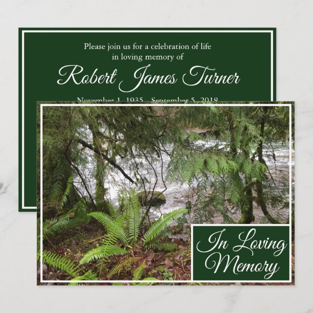 Faire-part du service commémoratif de Forest River (Devant / Derrière)