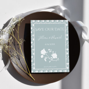Faire-part Dusty Blue Rose Enregistrer La Date Annonce
