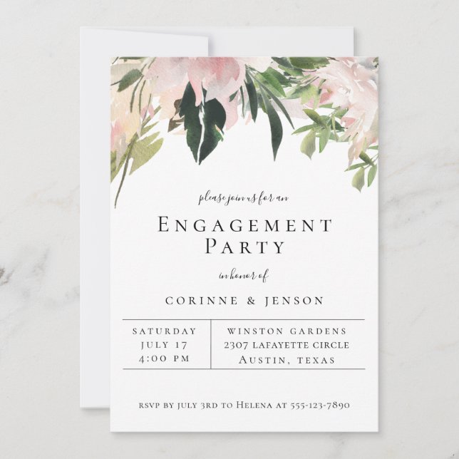 Faire-part Dusty Mauve Botanique Floral (Devant)