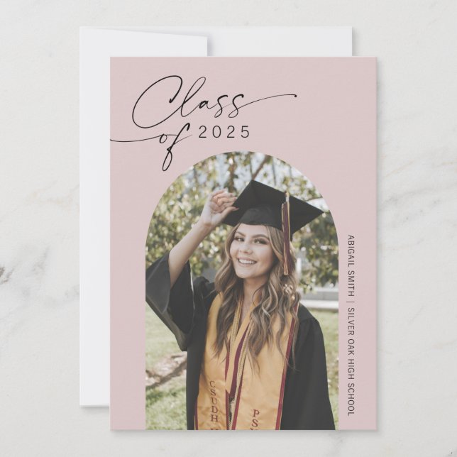 Faire-part Dusty Rose, simple galerie de graduation photo (Devant)