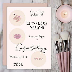 Faire-part École de beauté rose pâle en cosmétologie Promotio