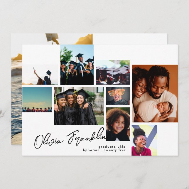 Faire-part Éditable FANCY Script Gradué MULTI PHOTO GRAD (Devant / Derrière)