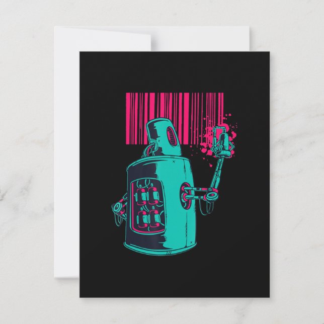 Faire-part EDM Techno Grafi Robot Dance Rave Musique Drôle Ca (Devant)