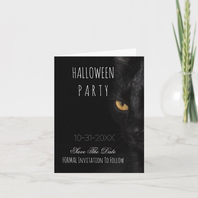 Faire-part Éffrayant Halloween Party Enregistrer la date Chat (Devant)