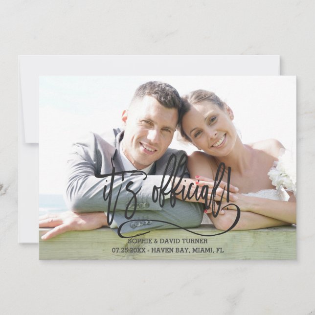 Faire-part Elégant Black C'est le Mariage officiel de calligr (Devant)