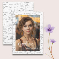 Élégant Black White Math College Photo Graduation