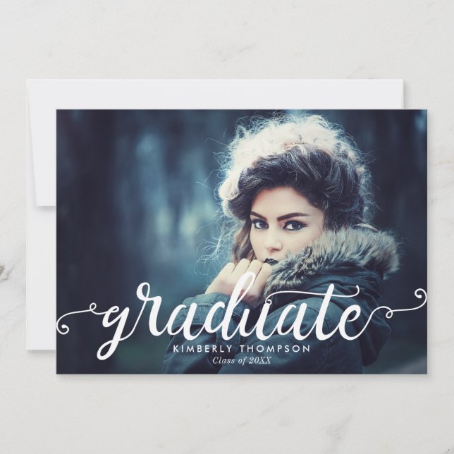 Faire-part Élégant Chic Graduation Moderne Main Lettering (Devant)