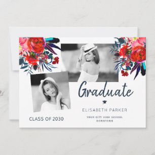 Faire-part Élégant collage photo collage floral graduation a
