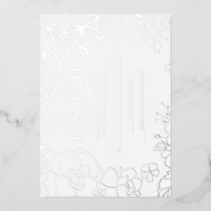 Faire-part élégant de mariage floral argenté
