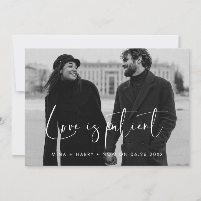 Faire-part Elégant et moderne Amour est patient mariage mise  (Devant)